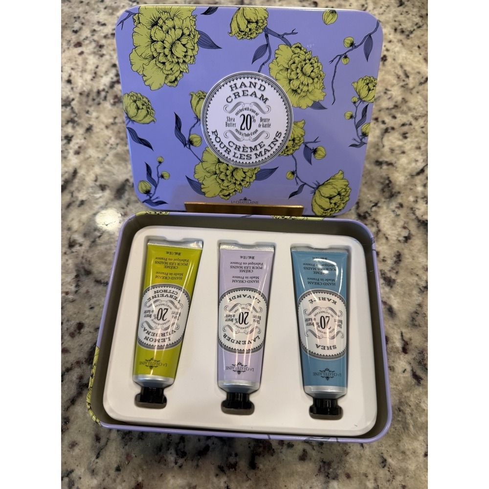 Crème Pour Les Mains‎ Set Of 3 Hand Creams Lavender, Lemon, Shea Tin Sealed NEW